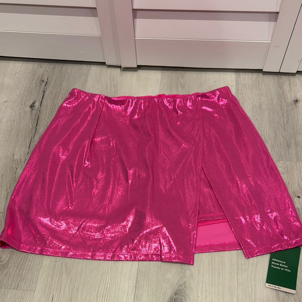 HALARA Metallic Pink Skirt with Slit - Picture 8 of 11